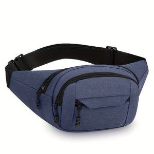 TEMU 남성용 나일론 허리 가방 - 조절 가능한 스트랩, 다중 포켓, 검은색, 다용도 여행용 포켓 | 한국 스타일 팬니 팩 | 조절 가능한 어깨 스트랩 가방 4가지 색상 제공