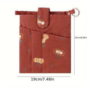 TEMU 1개 휴대용 2-in-1 독서 필통, 자수 호박 디자인, A5 노트북용 듀얼 포켓, 다기능 노트북 보관 가방, 내구성 있는 회의 노트북 가방, 책 커버, 슬림 보관 가방, 크리스마스 선물, 추수감사절 선물, 생일 선물|필통|북커버