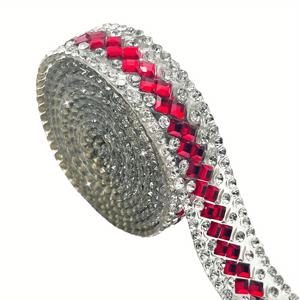 TEMU 1 롤 DIY 공예용 반짝이는 라인스톤 스티커 - 다양한 색상 (분홍색, 보라색, 파란색, 녹색, 노란색) - 가정 및 선물 장식에 적합한 자체 접착형, 반짝이는 유리 장식 리본