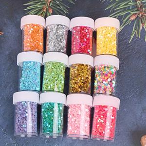 TEMU 12가지 색상의 핸드메이드 병 글리터, 황금 양파 파우더 펜타그램 특징.