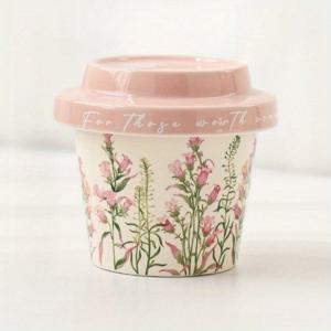 TEMU 봄 벨 릴리 세라믹 커피 머그컵 (뚜껑 포함) - 대용량 플로럴 디자인, 재사용 가능 & 식기세척기 안전, 생일/어머니날/오후 차 시간을 위한 우아한 선물