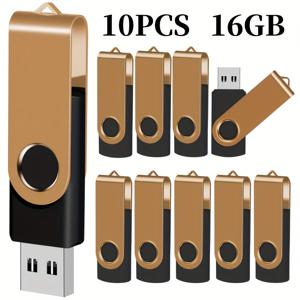 TEMU 10개 골드 USB 2.0 플래시 드라이브 고속 회전 메모리 스틱, 128MB/256MB/512MB/4GB/16GB 용량, 데스크탑 & 노트북 저장에 이상적, 비즈니스 선물