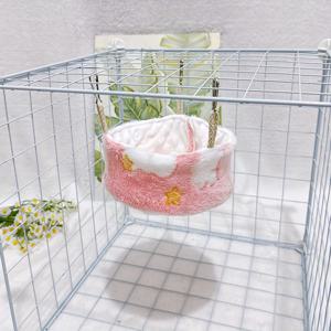 TEMU 해머스트 행잉 네스트 해먹 플로럴 브랜치 & 파인 콘 - 내구성 폴리에스터 라운드 베드, 소형 애완동물용, 드릴 없이 설치 가능, 다목적 사용 (행잉, 휴식, 수면), 해머스트 침대, 자연 모티프 디자인, 안티탱글 설계