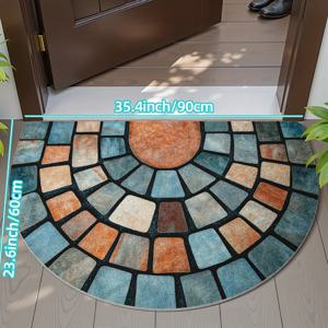 TEMU 돌덤블락 모양의 반달 도어매트. 내구성이 뛰어나고 마모에 강하며, 집 입구 및 복도에 적합합니다. 발 트래픽을 위한 미끄럼 방지 표면을 제공하고 집 장식을 향상시킵니다.|발매트