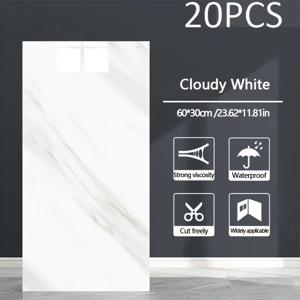 TEMU 20개 셀프 접착 벽 스티커, 세라믹 타일 모양의 유광 마감, 주방 및 욕실의 방수 및 방유 기능을 위해 설계, 벽 장식에 적합|스티커