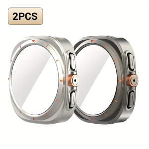 TEMU 2개, 삼성 워치 7 케이스 호환 워치6 울트라 47mm 강화유리 + PC 보호 커버, 스크래치 방지/충격 방지/경량/통합 디자인, 완벽 핏, 다양한 색상, 남녀공용