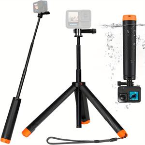 TEMU 방수 플로팅 셀카봉 삼각대, 플로팅 핸드 그립 & 연장 폴 - 헤비듀티 모노포드, 퀵 릴리스 메커니즘, 인체공학적 그립, 가볍고 튼튼한 구조, Hero 13/12/11/10/9/8, DJI Osmo Action 5 Pro/4/3, Insta360 A, 대부분의 액션 카메라용 - 블로깅, 여행, 수중 사용에 이상적, 스마트폰 및 태블릿과 호환 가능