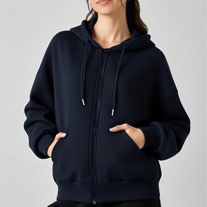 TEMU 여성 캐주얼 지퍼 업 후디 - 긴 소매, 블랙, 드로스트링 후드, 전면 포켓, 가을/겨울 패션, 편안한 풀오버 캐주얼 의상, 캐주얼 웨어 후디 | 캐주얼 스타일 후디 | 건설, 필수 후디