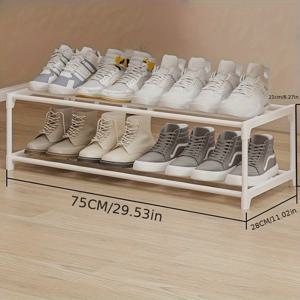 TEMU 1개 2단 컴팩트 신발 정리대/보관함 - 내구성 있는 플라스틱 디자인, 신발 및 액세서리 보관에 완벽한 공간 절약형 스탠딩 오거나이저, 현관, 옷장, 침실용