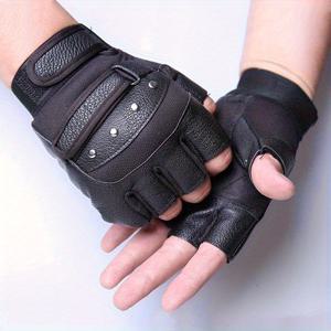 TEMU 1쌍 반손가락 야외 스포츠 장갑 - 통기성 및 내구성, 다양한 버튼 클로저, 텍스처 디자인으로 적합한 핏, 남녀공용, 일상 야외 활동, 피트니스 & 트레이닝 기어에 이상적, 블랙, 운동 액세서리, 슬림한 글러브 디자인, 핏 글러브, 스포츠 글러브, 체육관 액세서리, 남성용 체육관 장갑