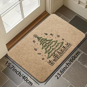 TEMU 1개 크리스마스 욕실 러그, 메리 크리스마스, 크리스마스 트리 패턴 룸 장식 및 바닥 보호 매트, 플란넬 소재, 세탁실, 주방, 문 및 욕실, 거실에 완벽한 바닥 매트, 크리스마스 겨울 눈사람
