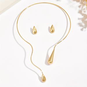 TEMU 스타일 메탈 눈물방울 뱀 목걸이 & 귀걸이 2개 세트 | 빈티지 심플 INS 스타일, 우아하고 상냥함, , 휴가, 발렌타인데이, 어버이날, 축제 행사에 이상적, 엄마, 연인, 친구를 위한 완벽한 선물