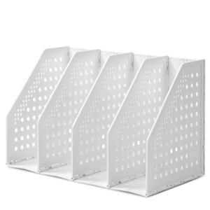 TEMU 대형 헤비 듀티 접이식 매거진 파일 정리함 (4개 세로 칸막이 포함) - 튼튼한 플라스틱 데스크탑 문서 보관 상자, 공간 절약형 세로형 보관 디자인 (사무실, 가정, 도서관용) - 안정적인 바인더 랙