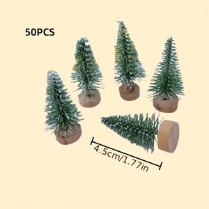 TEMU 30개/50개 미니 인조 크리스마스 트리 세트 (내구성 있는 플라스틱 느낌 인조 나무) - 미니어처 장식 완료 화분 소나무 / 테이블탑 장식, 파티 & 홈 데코 (포함 없음)