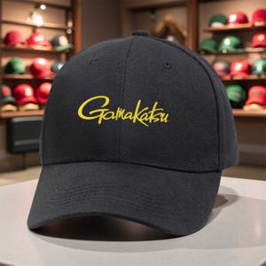 TEMU 남성용 가마카쓰 낚시 트러커 캡 - 가볍고 통기성 좋은 사계절용 모자, 가마카쓰 로고 프린트, 곡선형 챙 & 메시 뒷면, 야외 활동 및 낚시용