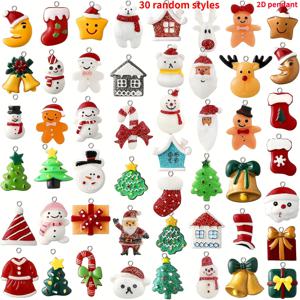 TEMU 2D 플랫 - 미니 크리스마스 펜던트 장식 30개 | 작은 레진 트리 장식, 크리스마스 에나멜 액세서리, 2D 크리스마스 눈사람 양말, 산타 클로스 장식, 공예 주얼리 및 홈 데코에 적합|인테리어소품