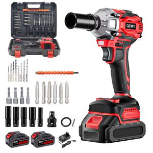 TEMU [국내발송] [국내발송][QZMY] 21V 고출력 러쉬리스 모터 임팩드릴 880Nm 전동 임팩 렌치 임팩트 드릴 드라이버 마끼다 호환 4.0Ah배터리*2 남자,아빠,남편을 위한 완벽한 선물(액세서리 포함)