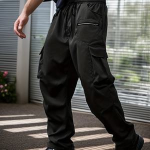 TEMU 플러스 사이즈 남성용 카고 팬츠, 편안하고 트렌디한 카고 팬츠