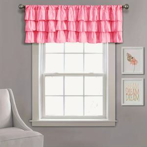 TEMU 매력적인 핑크 러플 발란스 - 부드럽고 세탁 가능한 폴리에스테르 마이크로화이버 커튼, 주방 및 홈 데코용, 52