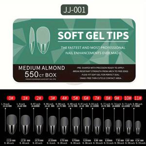 TEMU 550개/상자 소프트 젤 X 네일 팁, 반 매트 클리어 아크릴 네일 팁 사전 형성된 네일 팁 프레스 온 네일즈 네일 연장 매니큐어 도구 네일 아트를 위한