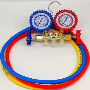 TEMU HVAC 매니폴드 게이지 세트, 호스 및 후크 포함, 4-웨이 A/C 냉장 키트, R12, R22, R502, R134A 냉매와 호환, 단열재 구조