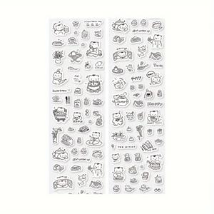 TEMU 장식용 와시 테이프 롤 - 귀여운 만화 고양이 디자인 스크랩북, 일기, 사진 앨범 장식 - 종이 재질 플래너 액세서리