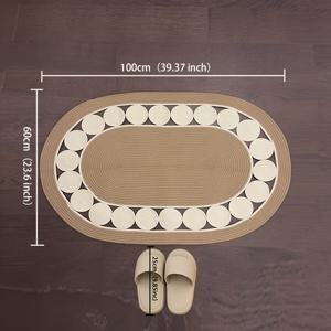 TEMU 1개 빈티지 손으로 짠 린넨 타원형 욕실 매트 - 미끄럼 방지, 흡수성 & 간편한 세척, 세탁 가능한 폴리에스터 혼방, 100cm x 120cm, 물방울 무늬 디자인, 주방, 욕실, 거실, 파티오, 야외 사용에 적합, 이상적인 크리스마스 선물, 욕실매트, 화장실매트, 욕실발매트, 주방매트 발매트, 카페트, 발수건, 주방매트, 발매트