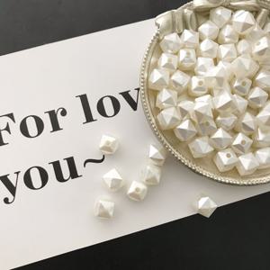 TEMU 트렌디한 주얼리 액세서리 50개입, 순백색 및 오프화이트 ABS 소재 비즈, 다면성 루스 비즈.