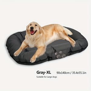 TEMU 대형 옥스포드 천 개방식 개집 - 내구성 강한, 탈부착 가능, 소형 및 중형견용 사계절용 펫 베드, 회색과 흰색 트림, 