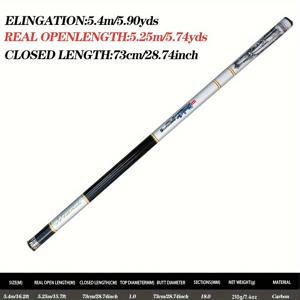 TEMU 초경량 낚시대 300cm-720cm 탄소 텔레스코픽 하드 조절 가능한 긴 막대 휴대용 담수 연못 잉어