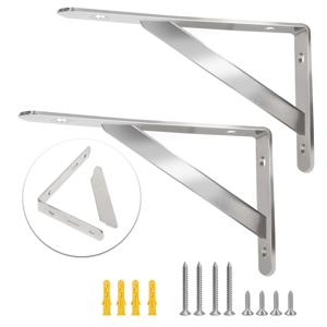 TEMU 2개 세트 8인치 스테인리스 강화형 삼각대 선반 브래킷 나사 포함 - 벽면 부착용 90도 지지대