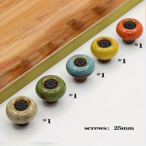 TEMU 5개 팩 세라믹 캐비닛 손잡이 빈티지 꽃 디자인, 장식용 둥근 손잡이 가구, 서랍, 옷장, 하드웨어 포함 - 다양한 어스 톤