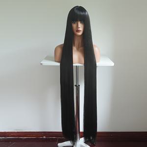 TEMU 48인치 로즈 인너 네트, 앞머리 있는 헤어, 고온 합성 섬유 재질, 크리스마스 및 할로윈 파티, 코스프레 이벤트에 적합, 레드, 골드, 커피, 블랙, 핑크 색상의 긴 헤어