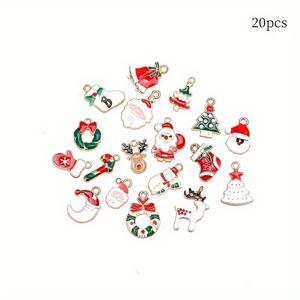 TEMU 20개 DIY 크리스마스 펜던트 액세서리 세트 - 팔찌, 귀걸이, 가방, 열쇠고리용 만화 캐릭터 장식