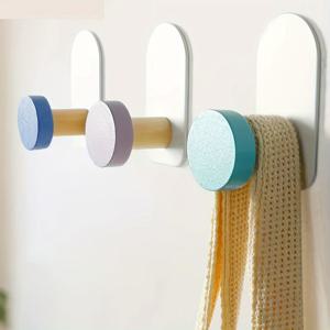 TEMU 3개 무봉제 목재 접착 후크, 천공 없는 벽걸이 행거, 수건과 목욕 가운 걸기용 다기능 후크, 욕실 액세서리, 홈 데코
