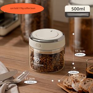 TEMU CO2 밸브가 있는 유리 커피 원두 보관 용기 세트 1개 - 500/1100/1700ml 커피 원두, 곡물 및 스낵용 다용도 밀폐 캔, 고품질 보로실리케이트, 래치 클로저, 재사용 가능, 청소 용이합니다.