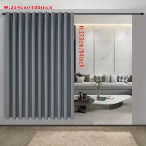 TEMU 1패널 초광막 도어 커튼 - 헤비듀티 블라인드, 프라이버시 시어, 거실/침실/파티오용 그로메트 탑 창문 커튼 (가로 100x세로 95인치, 블랙) - 모던 홈 데코, 내구성 있는 원단, 쉬운 설치, 인테리어 디자인