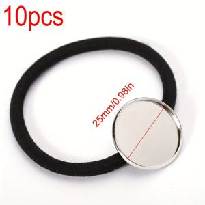 TEMU 10개 헤어 벨트 베이스 20/25mm 카보숑 베이스 브래킷 | 탄성 코드 머리끈 액세서리 머리끈 재료, 패션 주얼리 제작 부품, 철재
