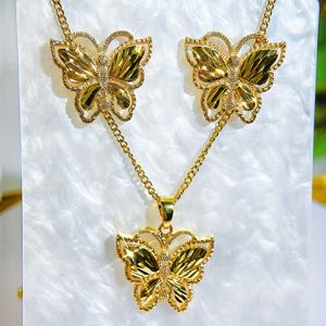 TEMU 3pcs 귀여운 신부 들러리 액세서리 골드 주얼리 패션 나비 모양 펜던트 목걸이 & 스터드 이어링 세트