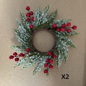 TEMU 2Pcs 크리스마스 캔들 링리스 - 인공 빨간 열매와 솔방울 테이블 장식 - 전기 불필요, 깃털 없는 플라스틱 휴일 센터피스 결혼식, 현관 축제 장식