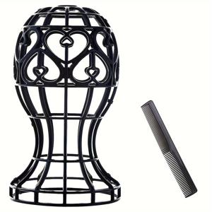 TEMU 1개 하트 패턴 가발 스탠드 & 1개 미세하고 넓은 이빨의 빗, 플라스틱 머리 모양 컷아웃 디자인, 긴 짧은 머리용 가발 스탠드, 집이나 미용실에서 사용하기 적합