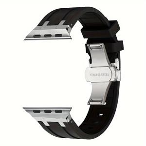 TEMU 1pc for iwatch Ultra/SE/10/9/8/7/6/5/4용 실리콘 스포츠 스트랩, 49mm/46mm/45mm/44mm용 부드러운 조절 가능한 교체 밴드, 럭셔리 스테인레스 스틸 버클, 남성용 편안한 손목 스트랩