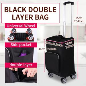 TEMU 다용도, 휴대용 접이식 쇼핑카트, 조용한 바퀴 - 가벼운, 접이식 트롤리, 식료품 및 기타 용도, PVC 소재, 최대 88lbs 수용 가능