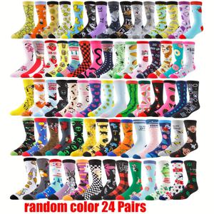 TEMU 6/12/24 쌍 '해피 양말 - 과일, 동물, 파티 세트 (남아 & 여아용) | 귀여운 판다, 바나나, 고양이, 여우, 수박 & 양말 | 크리스마스, 할로윈, 캐주얼 복장용 중목 길이 노벨티 양말 | 청소년용, 세탁기 사용 가능