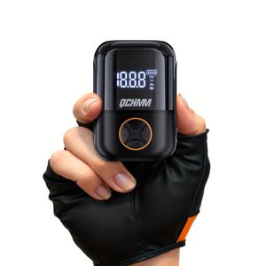 TEMU QCHMM 자전거 공기 주입기, 최신 소형 150 PSI 자전거 에어 펌프, 디지털 LCD 압력 표시, Type-C 충전식 배터리, 자전거, 및 스포츠 공에 적합