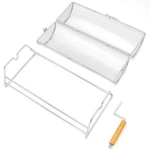 TEMU 탈착 가능한 손잡이가 있는 스테인리스 스틸 롤링 바베큐 그릴 바스켓 - 야외 캠핑, 생선 & 새우 요리용 - 남성, 아빠, 남편을 위한 이상적인 선물