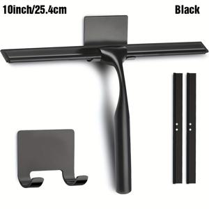 TEMU 유리, 벽, 바닥, 욕실, 화장실, 주방용 스테인레스 스틸 스퀴지, 12인치 창문 와이퍼, 편안한 손잡이, 접착식 후크 및 2개의 실리콘 블레이드, 거울 및 자동차 청소용