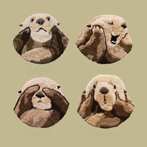 TEMU 4개 귀여운 수달 자수 패치, 가방, 휴대폰 케이스 및 의류 장식용 자체 접착식 봉제 없음, 갈색