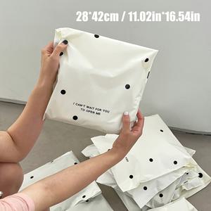 TEMU 20개 Mi Bai Bo Dian 폴카 도트 익스프레스 가방, 방수 두꺼운 PE 플라스틱, 자체 밀봉, 의류 및 학교 선물 포장용 비행기 상자|방수가방