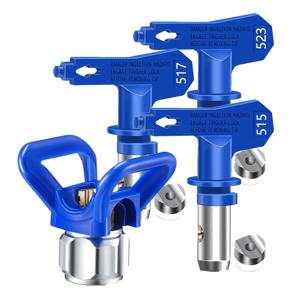 TEMU 4팩 스테인레스 스틸 페인트 스프레이 노즐 세트, 유니버설 스레드 커넥터, 주택 및 정원 울타리 페인팅용 금속 트리거 잠금 팁 - 유럽 및 미국 표준